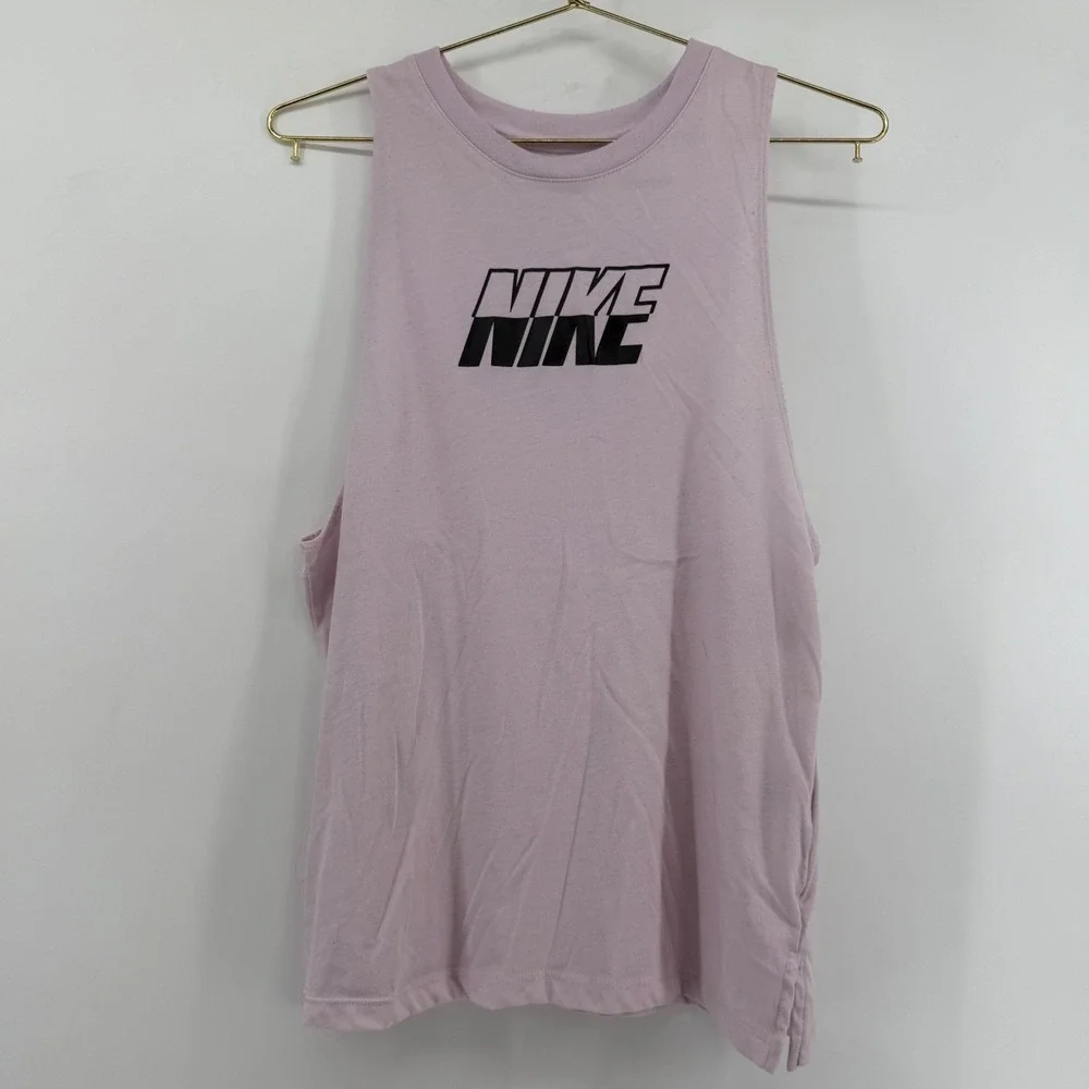 Nike Dri-FIT Muscle Tank Top Lavender Purple Graphic Mesh‎ Back Womens Small